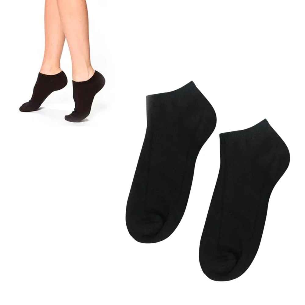 3 Pairs Womens Athletic Ankle Socks Low Cut Fit Crew Size 6-8 Sports Black