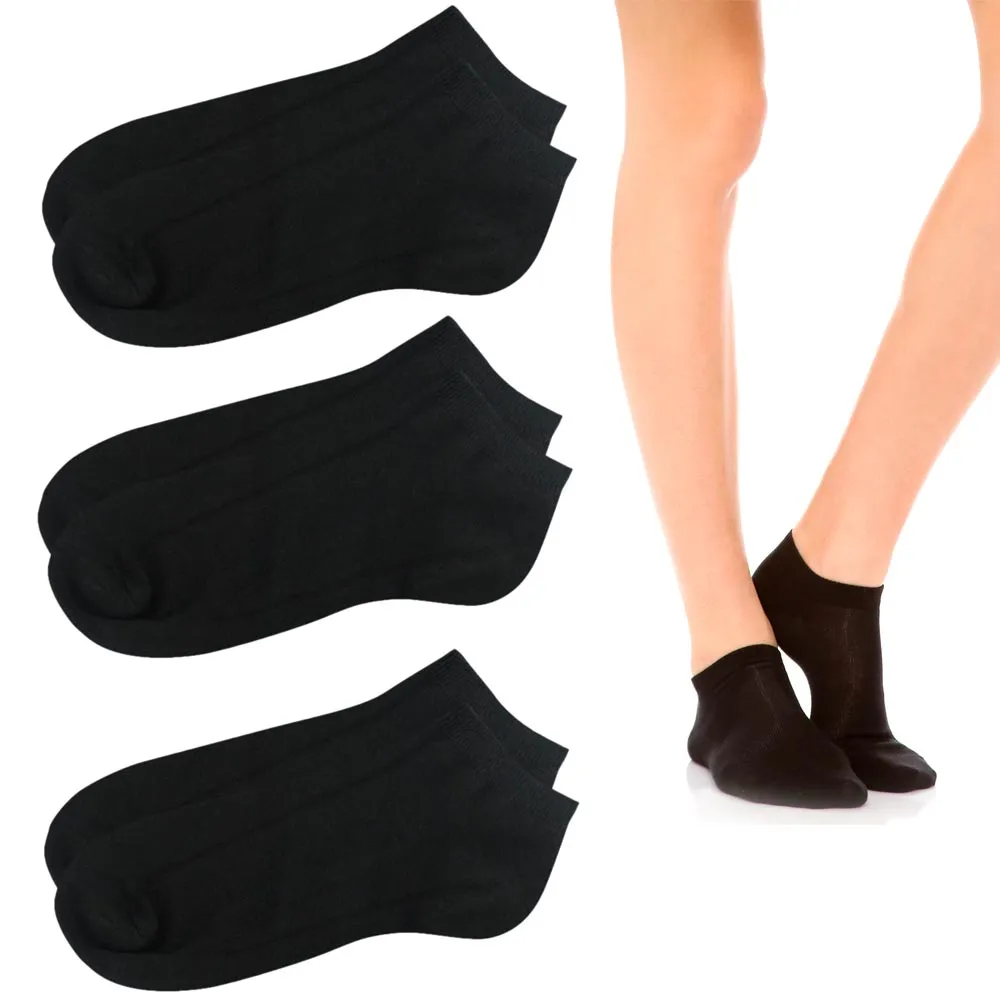 3 Pairs Womens Athletic Ankle Socks Low Cut Fit Crew Size 6-8 Sports Black