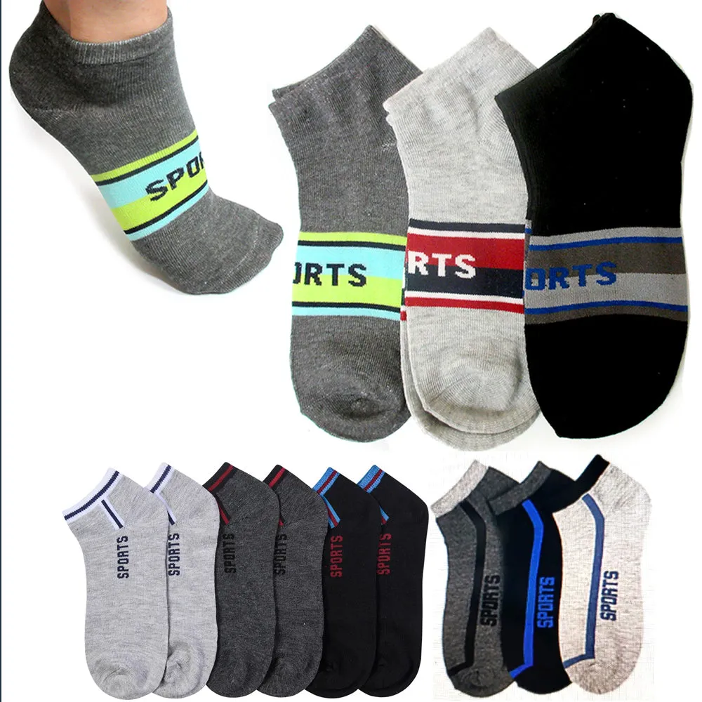6 Pairs Sports Socks Ankle Quarter Crew Mens Stretchy Low Cut Size 9-11 Assorted