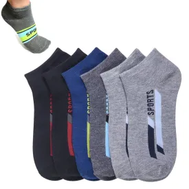 6 Pairs Sports Socks Ankle Quarter Crew Mens Stretchy Low Cut Size 9-11 Assorted