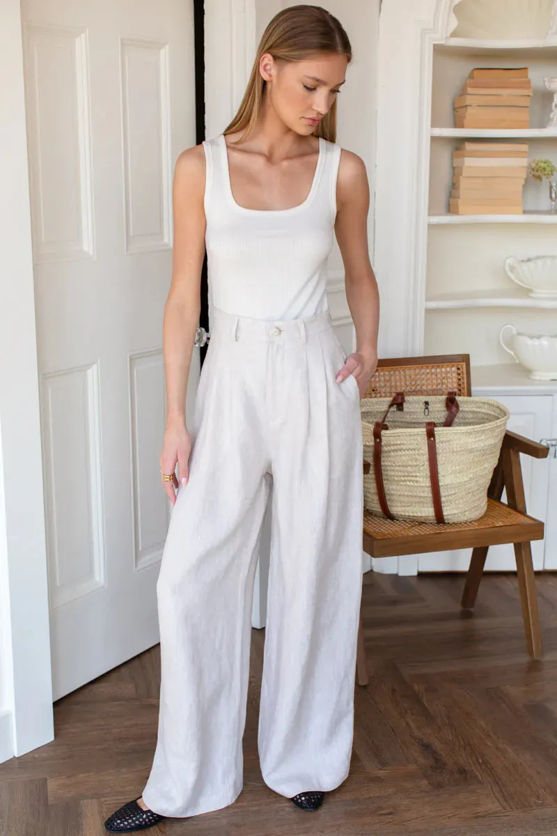 Atelier Pleated Pant in Beach Linen - Emerson Fry