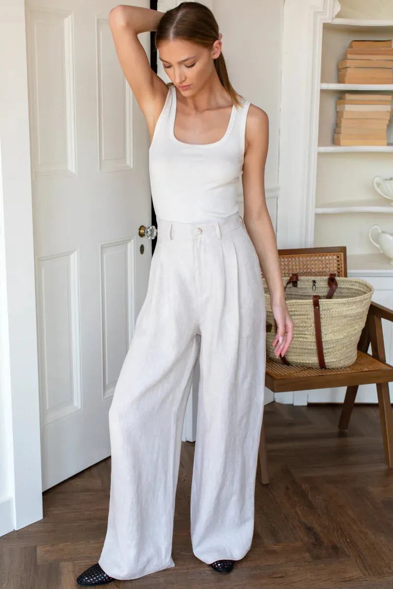Atelier Pleated Pant in Beach Linen - Emerson Fry