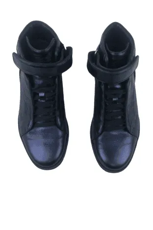 Gucci men's blue nappa silk high top sneakers size 11