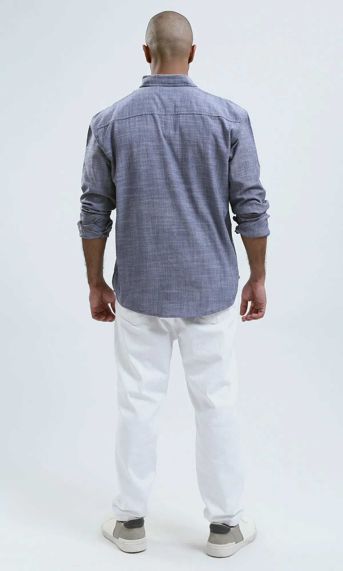 O190119 - Light Blue Solid Casual Long Sleeves Shirt