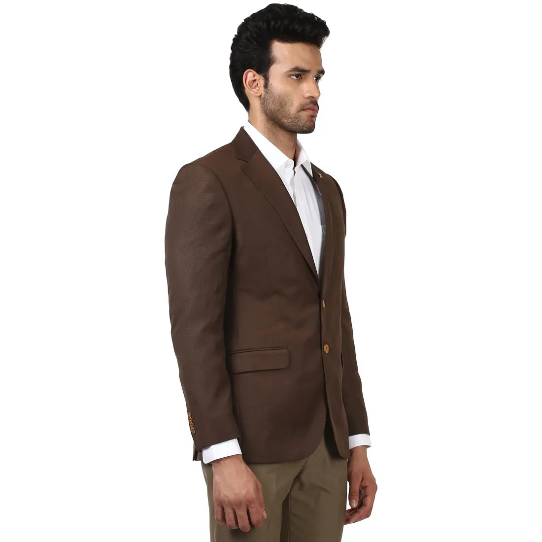 Raymond Men Brown Contemporary Fit Polyester Blend Jackets