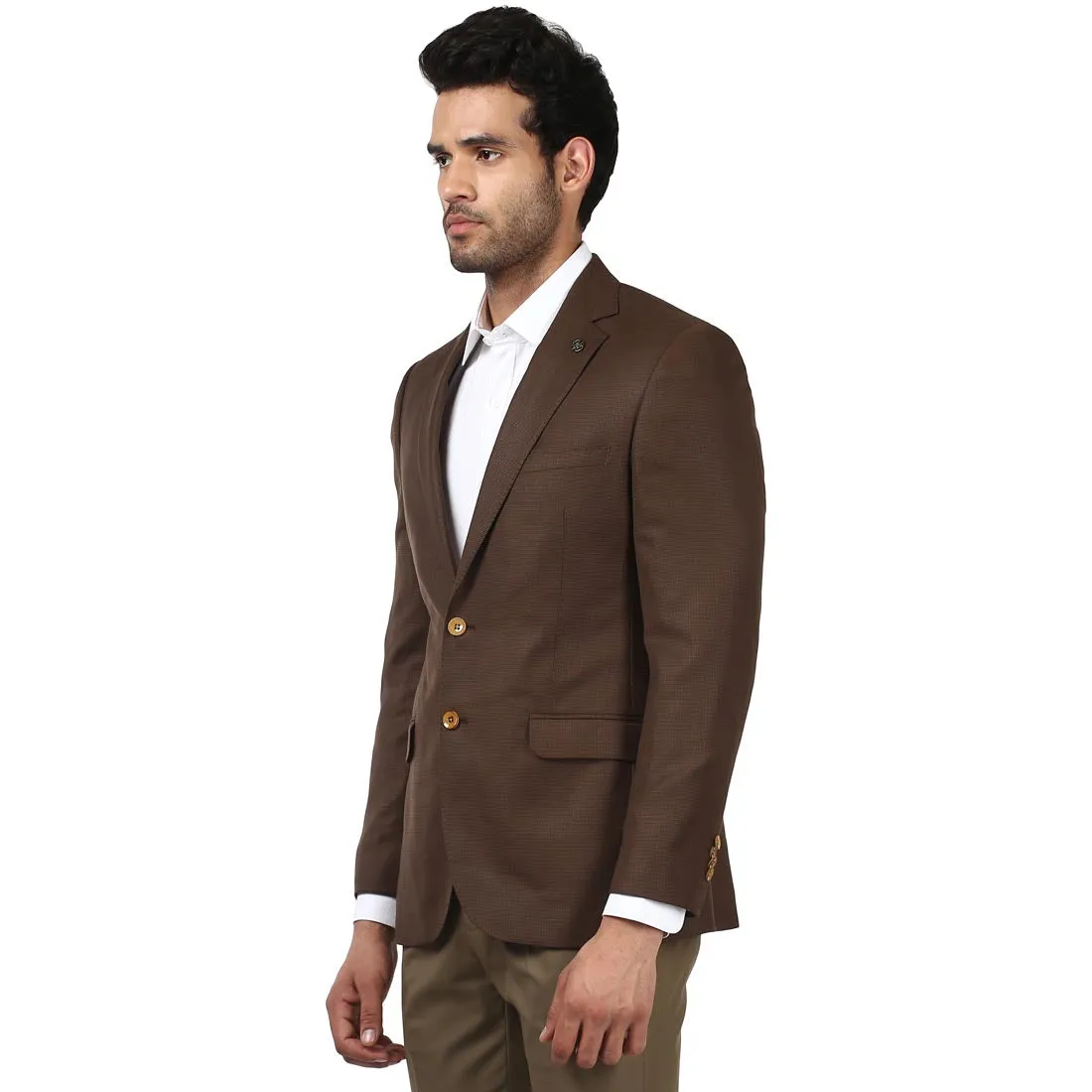 Raymond Men Brown Contemporary Fit Polyester Blend Jackets