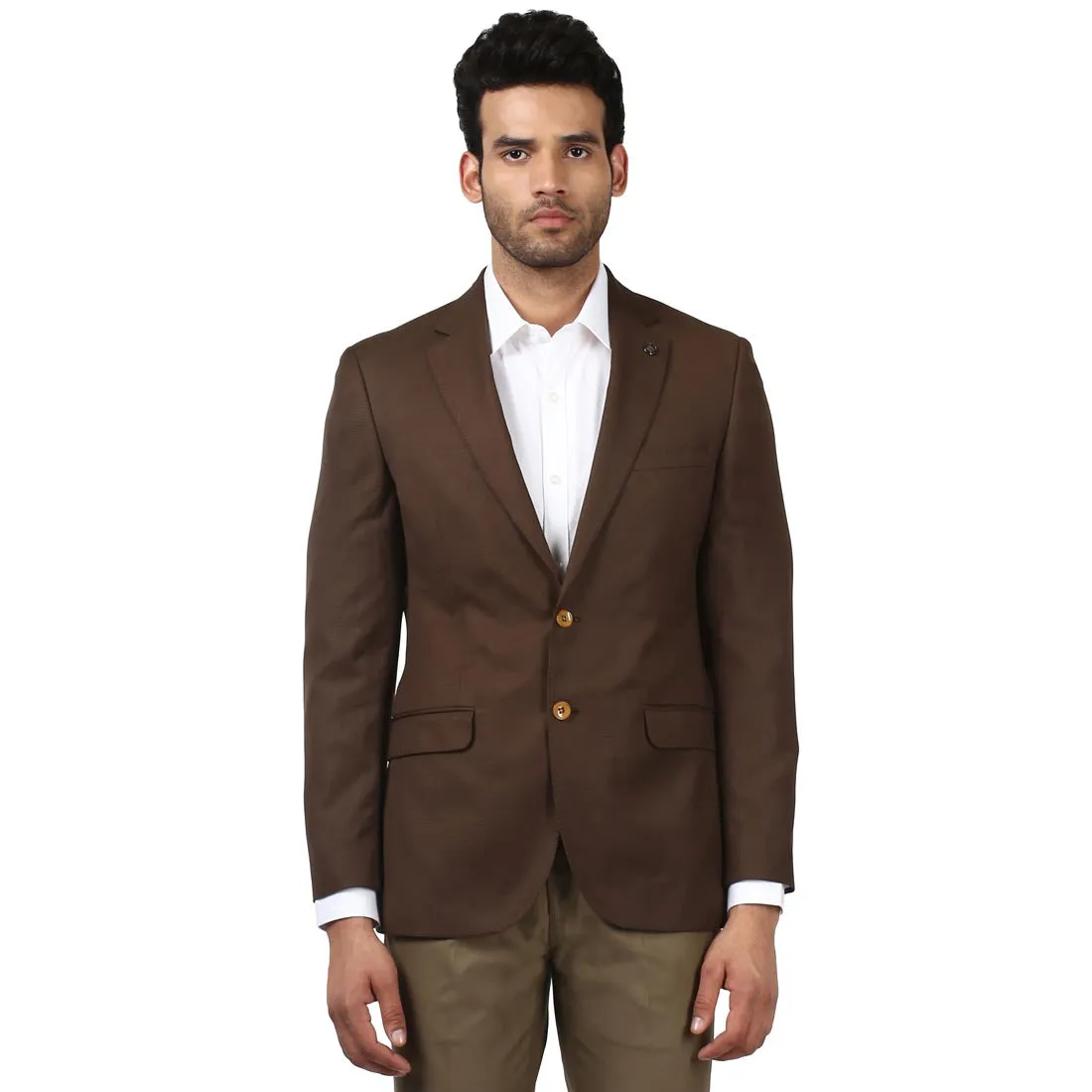 Raymond Men Brown Contemporary Fit Polyester Blend Jackets