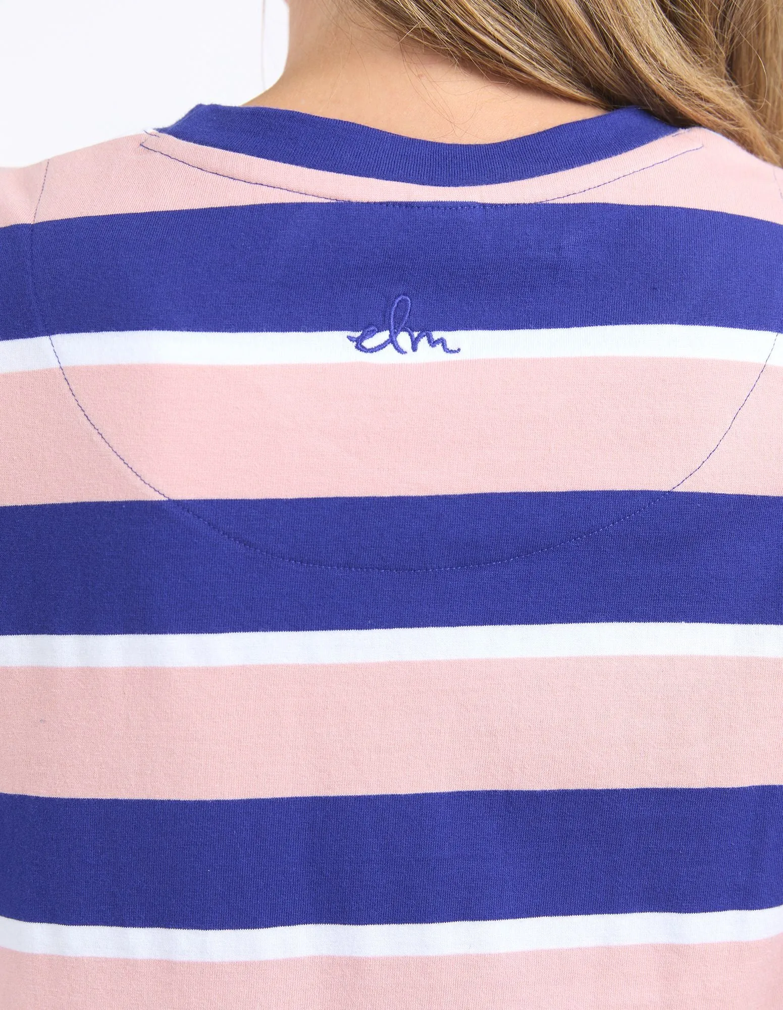Ribbon Tee Dress - Pink / Blue Stripe