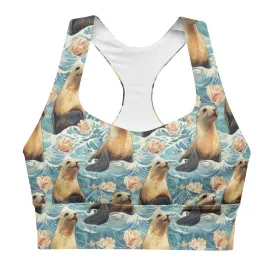 Seaside Sea Lion Eco Sports Bra Top