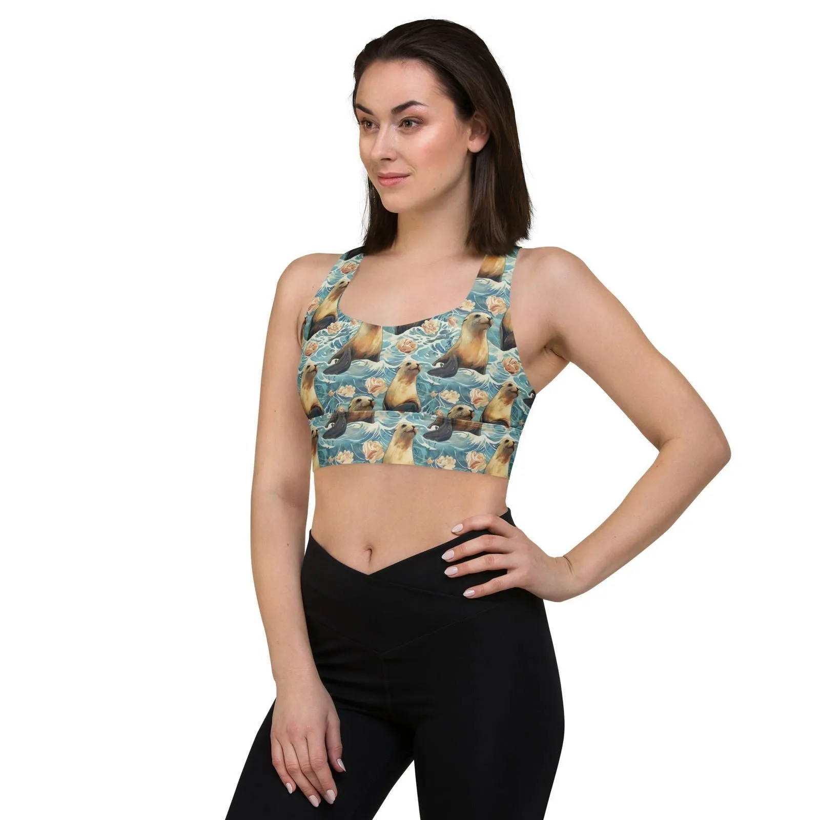 Seaside Sea Lion Eco Sports Bra Top