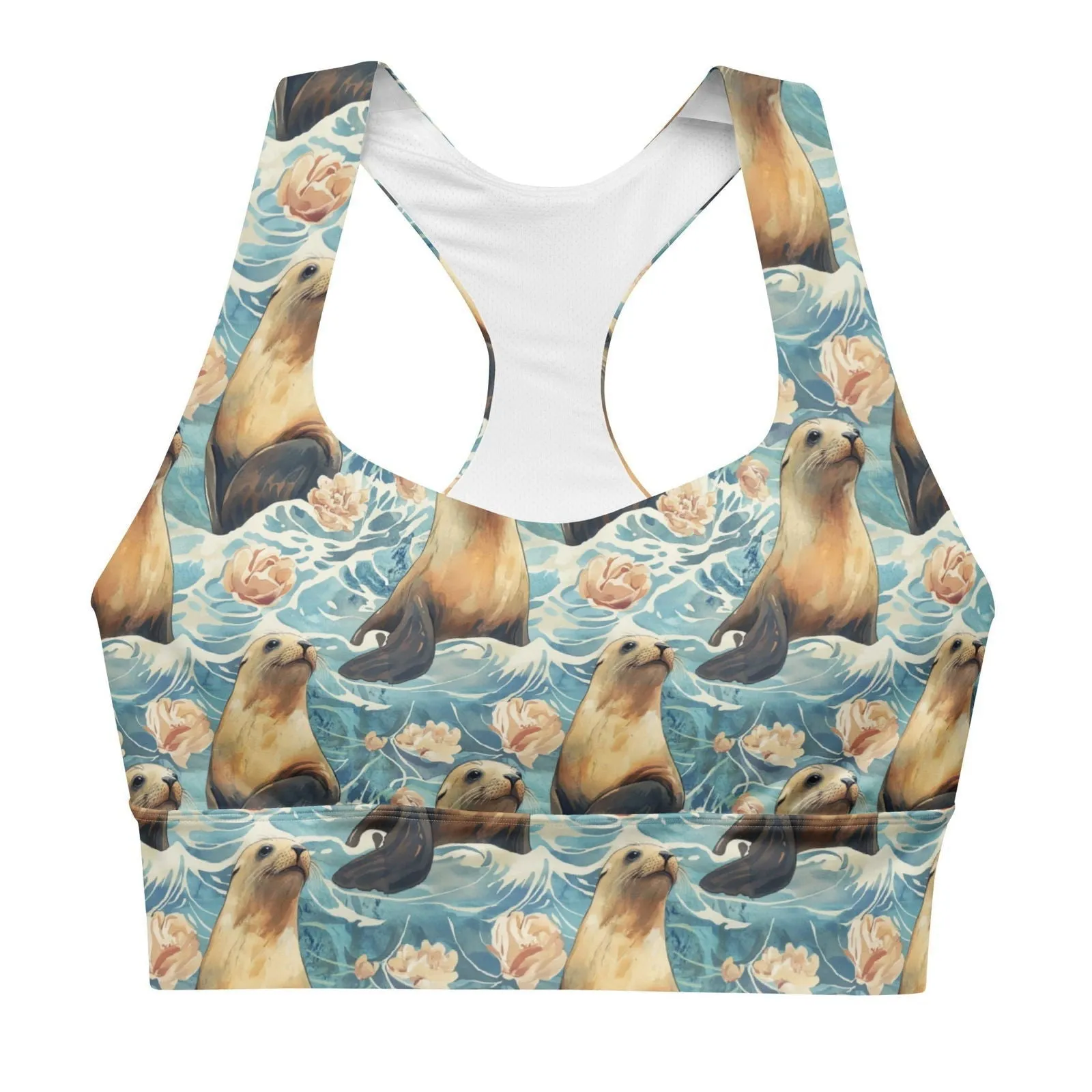 Seaside Sea Lion Eco Sports Bra Top